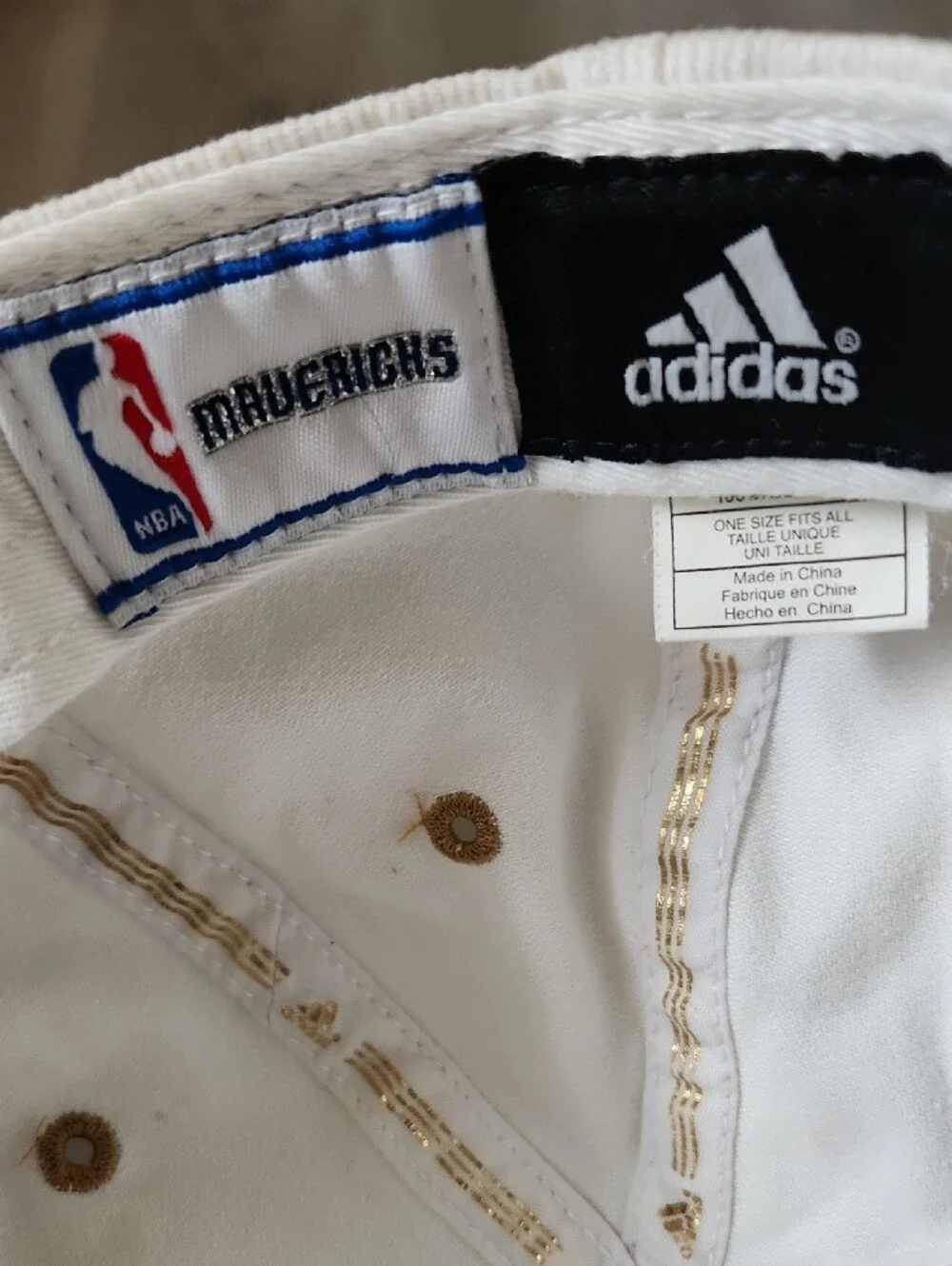 adidas x NBA Dallas Mavericks White Corduroy Sequin Hat Cap 100% Cotton